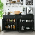 thumbnail image 3 of Catrimown Adjustable Shelf Mid-Century Sideboard with 2 Drawers, Wood Black, 3 of 8