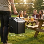 SIMZLIFE Countertop Nugget Ice Maker 33Lbs/24H, 5-Min Ice Cycle, Self-Cleaning, Portable Ice Machine with Basket & Scoop, Black
