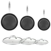 NutriChef Nonstick Tri Ply Copper Kitchen Cookware Pan Set, 6 Piece