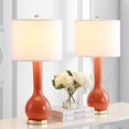 thumbnail image 2 of Safavieh Lighting Collection Mae Long Neck Blood Orange Ceramic 31-inch Bedroom Living Room Home Office Desk Nightstand Table Lamp (Set of 2) - LED Bulbs Included, 2 of 5