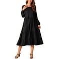 thumbnail image 2 of INSPIRE CHIC Women's Fall Casual Maxi Dresses Crewneck Flowy Tiered Boho Long Dress with Pockets, 2 of 4