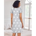 thumbnail image 5 of Ekouaer Nightgowns for Women Short Sleeve Sleep Shirts Pleated Night Dress V Neck Night Shirts Soft House Dress, 5 of 6