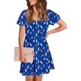 thumbnail image 3 of Robe Imprimée Florale pour Femmes Été Décontractée Manches Courtes Col en V T-Shirt Robe Coupe Ample Style Tunique, 3 of 7