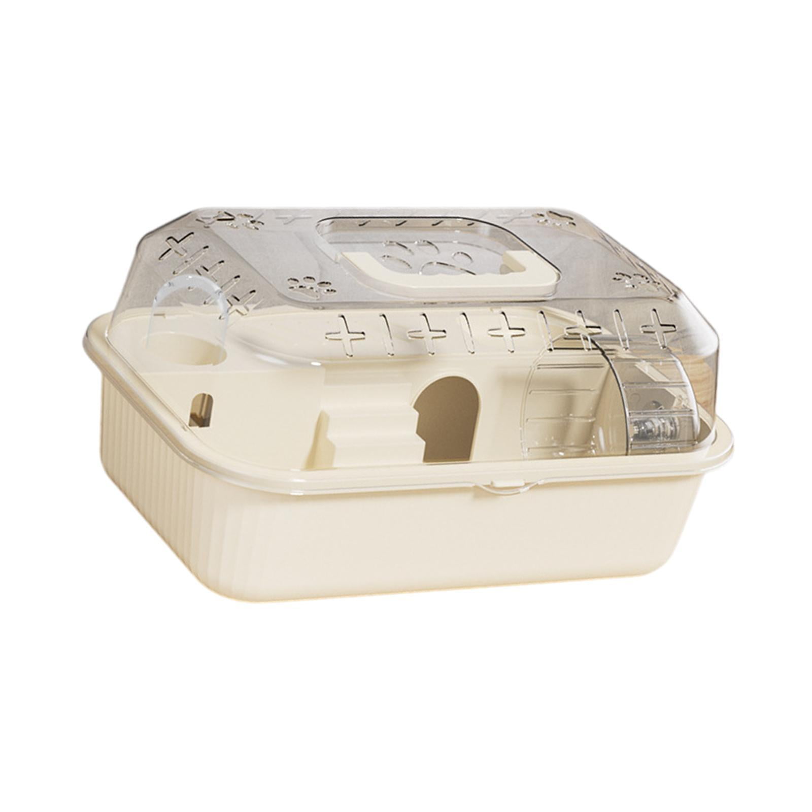 Dualoai Hamster Cage, Hamster Habitat with Handle, with Wheel, Pet Cage for Guinea Pigs, Rice White