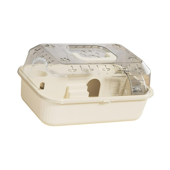 Transemion Cage pour Hamster Portable Maison pour Hamster Habitat Petit Animal Gerbille pour Hérisson Riz Blanc 37x25x18cm