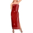 thumbnail image 2 of HAPPY BAY Women's Beachwear Sarong Bikini Skirt Swimwear Swim Cover up Bathing suit Summer Wraps Swimsuit Beach Wrap Coverups for Women One Size Crimson, Embroidery, 2 of 3