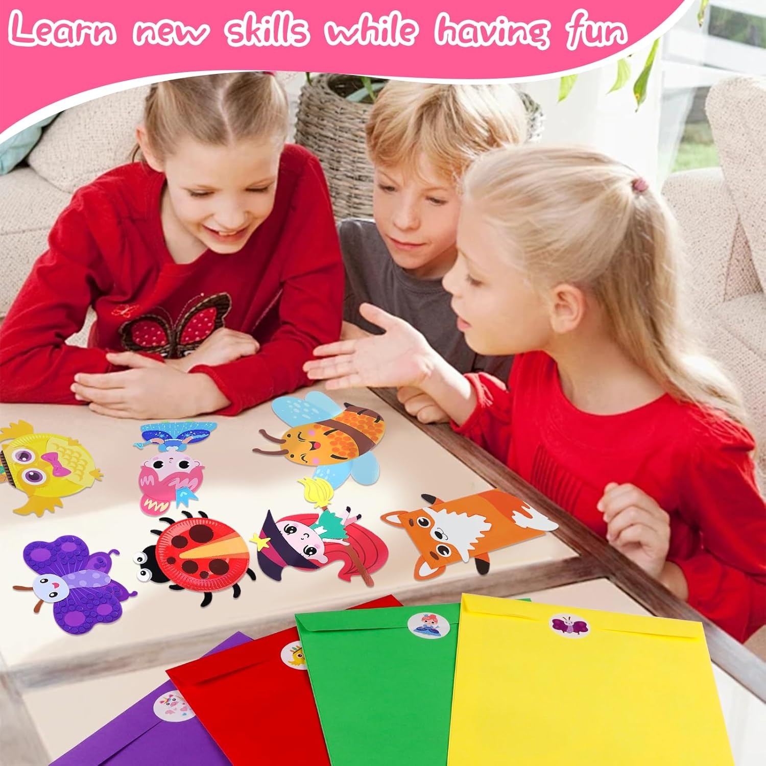20 Animal Arts & Crafts Kit for Kids 4-6, All-Inclusive Toddler Craft Box with Paper Plates, Puppets, Fun Activities, Tigers, Lions (134 Characters) (Princess)