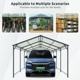 thumbnail image 5 of Kosynda 12x21 FT Heavy Duty Carport with Galvanized Steel Roof and Frame, Metal Car Canopy Large Garage with Reinforced Base for Cars, Trucks, Boats, Grey, 5 of 7