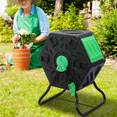 thumbnail image 2 of Magshion 17 Gallon Outdoor Compost Bin Compact Rotating Tumbler Single Chamber with Gardening Gloves and Sliding Door, BPA Free, Black/Green, 2 of 9