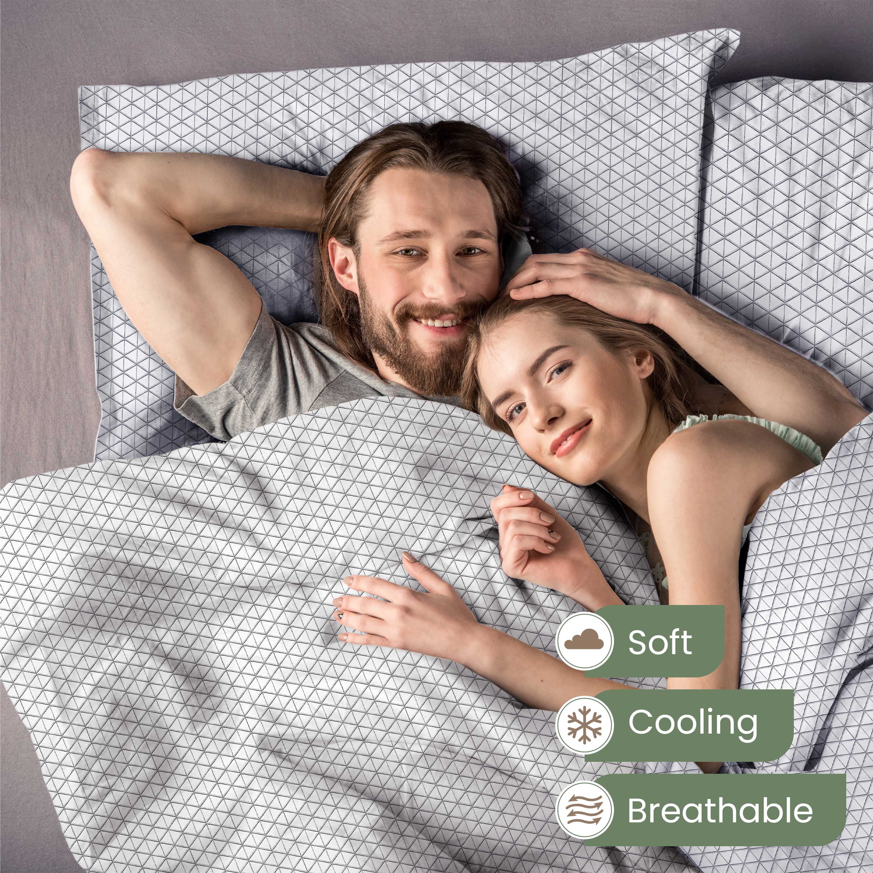 EcoPure 4-Piece Queen Sheet Set | 100% Organic Cotton | Comfort Washed | Deep Pocket | Grey