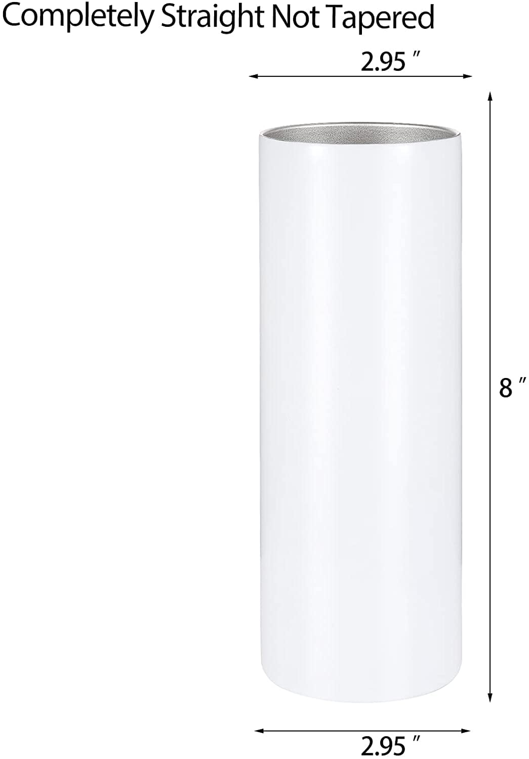 Sublimation Skinny Tumbler Straight Blank White 20oz - Sublimation Tumblers for Heat Transfer, Stainless Steel Coffee Cup with Shrink Wrap Sleeve & Heat Tape | Vinyl DIY Gifts, 6 Pack