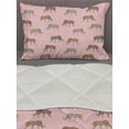 thumbnail image 3 of Leopard Comforter & Sham Bedding Set, Fierce Creature Silhouettes on Pink Botanical Background, 3 pcs Duvet Set Microfiber Filling Quilt, 5 Sizes, Blush Champagne, by Ambesonne, 3 of 4