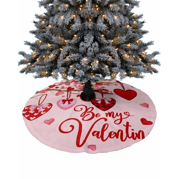 Valentine's Christmas Tree Skirt 36 Inches Large Christmas Skirt Tree, Love Heart Red Tree Pink Tree Skirt Christmas Decorations for Fireplace Party Holidays Indoor Outdoor