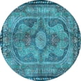 thumbnail image 1 of Ahgly Company Indoor Round Medallion Light Blue Traditional Area Rugs, 6' Round, 1 of 4
