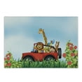 thumbnail image 1 of Zoo Cutting Board, Cartoon Style Wildlife Animals Riding a Car in Park with Grass and Roses Journey Trip, Decorative Tempered Glass Cutting and Serving Board, Small Size, Multicolor, by Ambesonne, 1 of 1