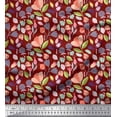 thumbnail image 1 of Soimoi Red Poly Georgette Fabric Leaves & Floral Clip Art Decor Fabric Printed Yard 42 Inch Wide, 1 of 3