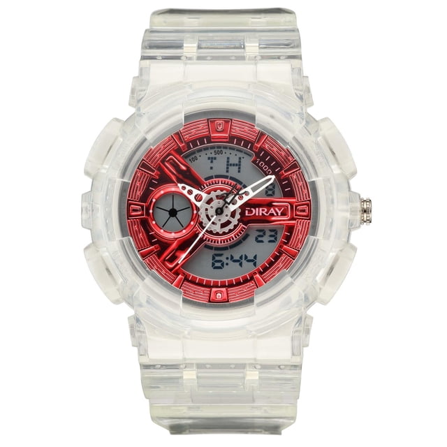 Reloj Deportivo Diray Hombre Mujer DR341ADCT2 Transparente rojo 50 mm