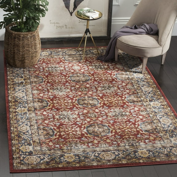 SAFAVIEH Bijar Jake Oriental Area Rug, Red/Royal, 6'7" x 9'