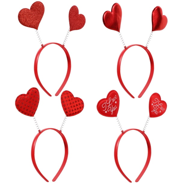 unbranded 4Ud Diademas Rojas Con Corazones Para Fiesta Accesorios De Disfraz Para Romántica