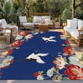 thumbnail image 2 of Blue Crane Outdoor Rug for Patio/Deck/Porch, Non-Slip Large Area Rug 4 x 6 Ft, Vintage Red Teal Spring Floral Botanical Indoor Outdoor Rugs Washable Area Rugs, Reversible Camping Rug Carpet Runner, 2 of 8