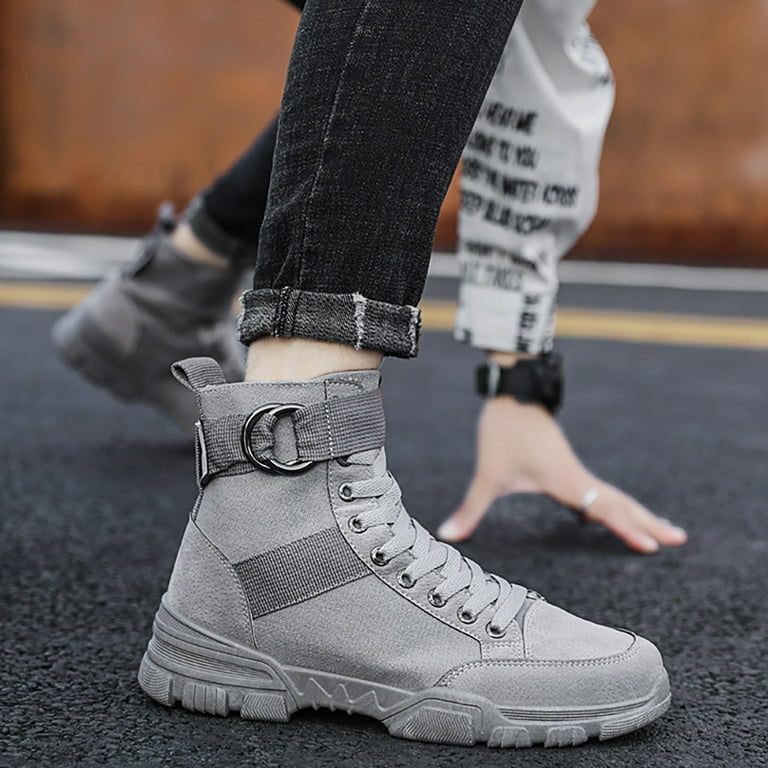 ILJNDTGBE Mens Hiking Boots Casual Chukka Boots Ankle Boots Sneakers Low Top Breathable Casual Sneakers Walking Canvas Shoes Walmart