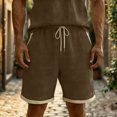 thumbnail image 4 of Miluxas Men's Baggy Shorts Casual Drawstring Knee Length Baggy Sweat Shorts Loose-Fit Workout Shorts Coffee XXXL(XXXL), 4 of 8