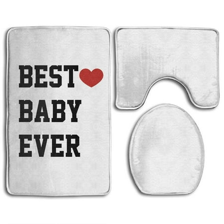 PUDMAD Funny Best Baby Ever 3 Piece Bathroom Rugs Set Bath Rug Contour Mat and Toilet Lid