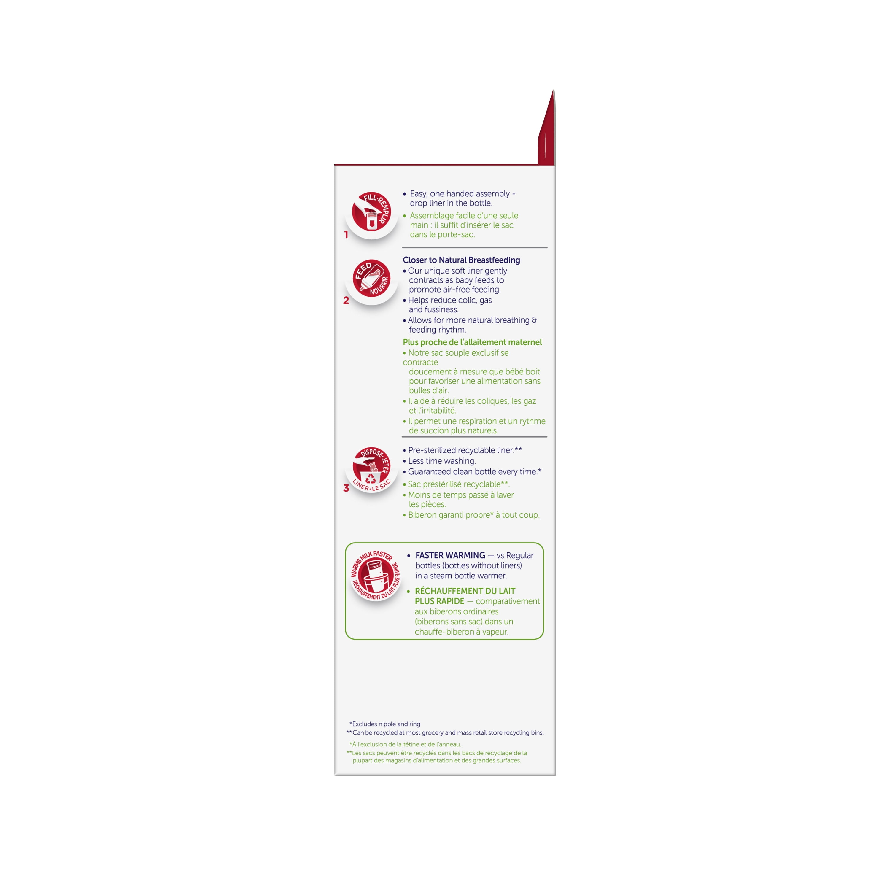 Playtex Baby Nurser with Drop-Ins Liners Baby Bottles, 8 oz, 3 pk