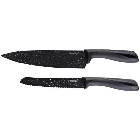 Prestige Stone Quartz Nonstick Knife Set  2 Piece  Black and Gold Speckle
