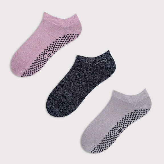Basics Shimmer Grip Sock Pack - 3 Pack Women's SHASHI Grip Socks Small / Medium for Pilates, Barre, Yoga