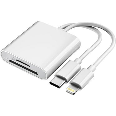 Sd Card Reader for iPhone iPad Camera,Dual Card Slot Memory Card Reader Supports SD and TF Card Trail Camera Viewer Sd Card Adapter Portable Micro Sd Card Reader No Application Required Plug and Play