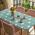 thumbnail image 3 of Christmas Trees Table Cloths for 5 Foot Rectangle Tables, Xmas Snowflakes Winter Pine Tree Green Patio Waterproof Elastic Fitted Tablecloths, Washable Rectangular Table Cover for Camping, 3 of 8