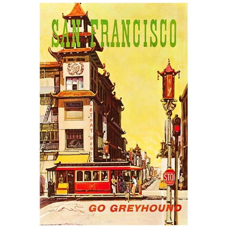 San Francisco - Greyhound Bus Line - 1960s Vintage US Travel Poster (8x12Inches(US/CANOnly))