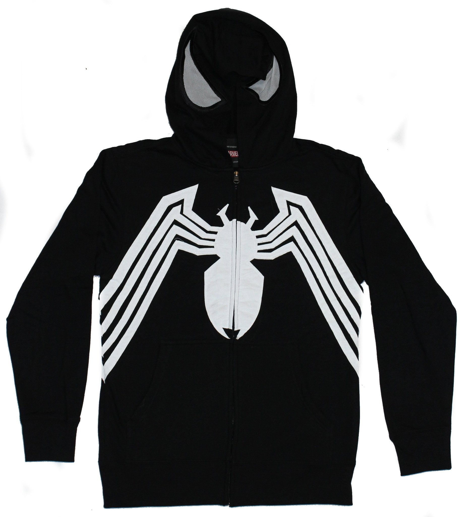 Venom (Marvel Comics) Mens Zip Up Hoodie- Costume front Open Hood Image  (Medium)