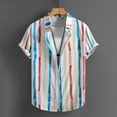 thumbnail image 2 of Fashion YLSDY Men's Short Sleeve Striped Shirts Casual Button Down Summer Fashion Beach Shirts Hawaiian Shirts for Men Yellow M, 2 of 7
