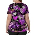 thumbnail image 5 of Lumtrix Scrubs Tops for Women Short Sleeve V Neck Cute Valentine's Day Printed shirt Side Slit Plus Size Uniform with Pockets Purple Pink XL, 5 of 5