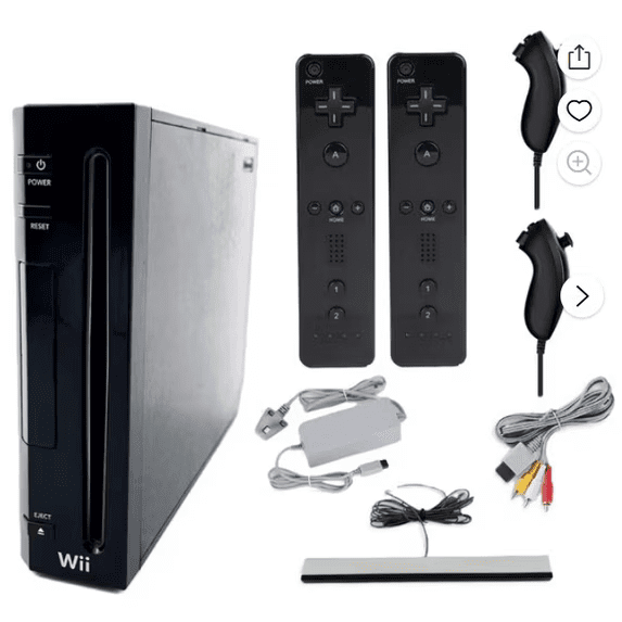Restored Nintendo Wii Console Wii Game System Black with 2 RetroFam Remotes & Nunchucks (Refurbished)