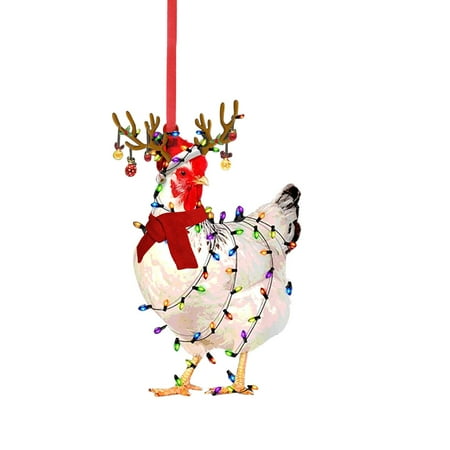 

Veki Christmas Chicken Acrylic Decorations 2022 Christmas Tree Decorations With Christmas Scarf Chicken Christmas Decorations Pendant Easter Flowers Fresh Cut