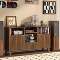 thumbnail image 5 of inyl Record Storage & Media Console with Charging Station, Power Outlet - Wooden Turntable Stand for Record Player, Living Room Entertainment Center Furniture (Walnut Finish), 5 of 6