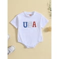 thumbnail image 2 of 4th of July Baby Boy Girl Clothes USA Short Sleeve Romper Letter Print Newborn Bodysuit Independence Day Baby Jumpsuit, 2 of 9
