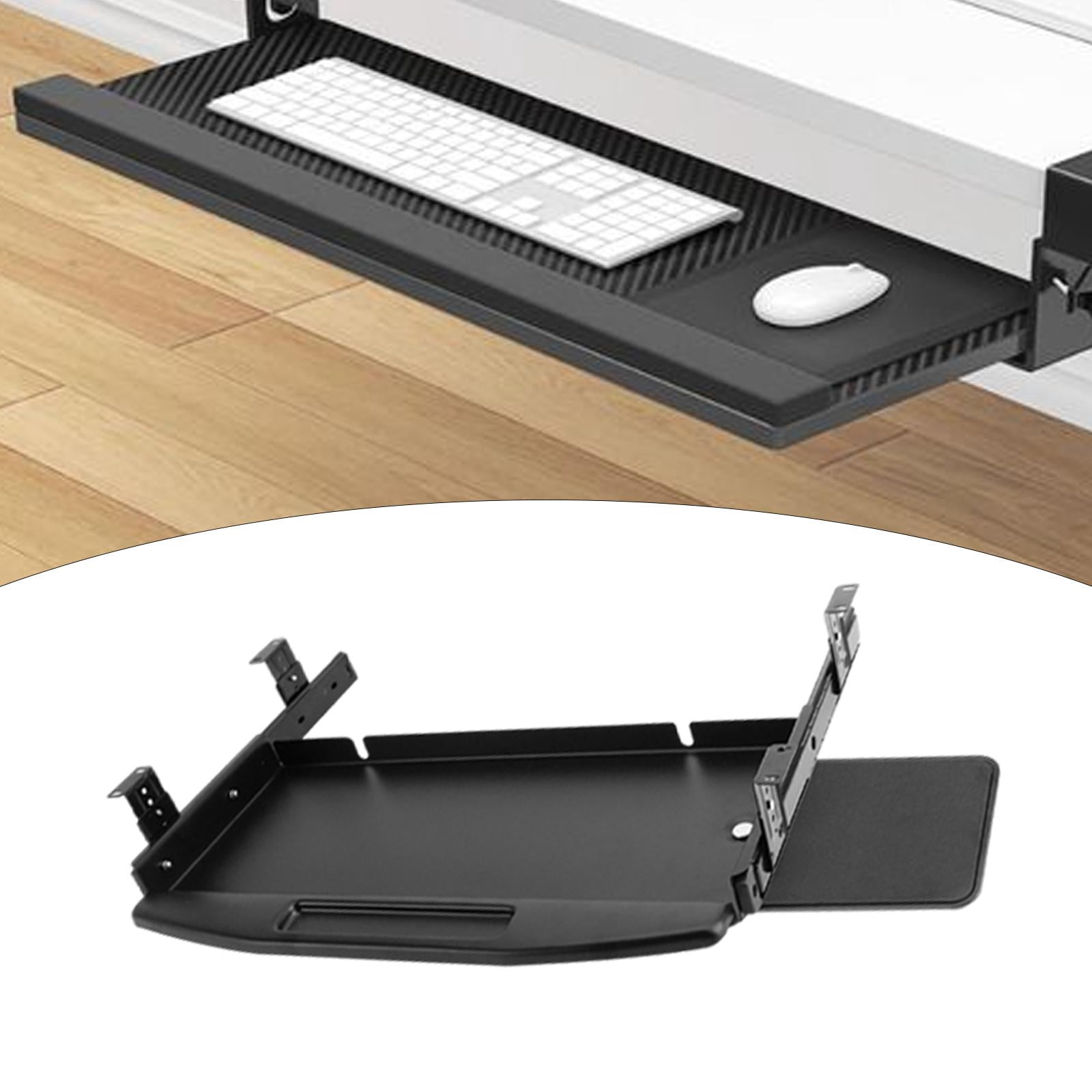 TISHITA Keyboard Tray under Desk Sliding Keyboard Drawer Silent Slide Rail for Typing Computer Drawer Keyboard Shelf for Workstations Black w Mouse Board