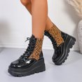 thumbnail image 2 of SACFOF Women's Goth Platform Ankle Boots Buckles Chunky Block Wedge Side Zipper Heels Round Toe Punk Motorcycle Comfy Short Gothic Booties High Heel Lace Up Studded Stacked, 2 of 5