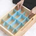 thumbnail image 3 of Divisor de armario de plástico, divisor de cajones, rejilla de cajón ajustable, organizador de cajones de bricolaje de 4 piezas, organizador de cajones de almacenamiento con divisor de rejilla (azul), 3 of 5