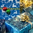 thumbnail image 6 of MAYPLUSS Christmas Wrapping Paper Roll - Mini Roll - 17 inch X 120 inch Per roll - Blue & Green Holiday Ornaments, Holiday Tree, Snowflakes with Glitter Metallic Foil Design(42.3 sq.ft.ttl), 6 of 6