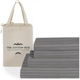 thumbnail image 4 of The Cotton Hub King Size Top 30" Split Flex Head 4-Piece Sheet Set for Adjustable Beds, 600 Series Pima Cotton Fits 7-9" Deep Pocket (Dark Gray, Stripe), 4 of 7