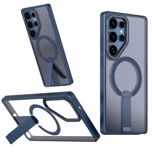 for Samsung Galaxy S26 Ultra Case with Stand, Compatible with MagSafe, Magnetic Kickstand Case for S26 Ultra, Military-Grade Protection Shockproof Case, Clear Acrylic Soft TPU Material, Blue