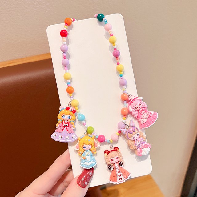 Collar de perlas para niña Sanrio para niños, joyería de dibujos animados, accesorios nuevos y versátiles para niñas pequeñas, princesas dulces