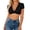 Black, variant on Lume Wear Women Deep V Neck Crop Top Short Sleeve One Button Y2K Going Out Top Coquette Beach Vacation Tank Top Clubwear S&Watermelon Red
