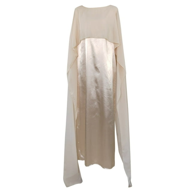 asddcavvf Dresses for Women Women Muslim Round Neck Loose Swing Middle Robe Chiffon Dress