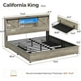 thumbnail image 3 of Farmhouse Bed Frame California King Size with RGB LED Lights,Wooden Platform Beds with Charging Station & 4 Storage Drawers, Rustic Bed Unit with Storage Headboard,Shelves and Sliding Barn Door, 3 of 7
